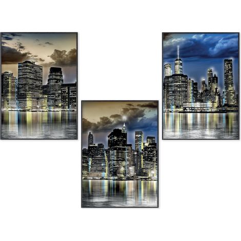 Lupia POSTER Set 3 stampe da parete NEW YORK SILVER A3 29,7x42 cm ART PRINTS METAL finitura metallizzata per soggiorno, camera da letto, cucina, astratti alta qualita', SENZA CORNICE (1/4)