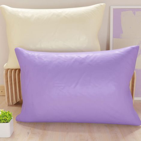 Lot de 2 Taies d'oreiller de Lit 80x40 cm, Housses de Coussin Unies Double Face Lilas et Ivoire, Taie Oreiller 100% Microfibre, Fabriqué en Italie