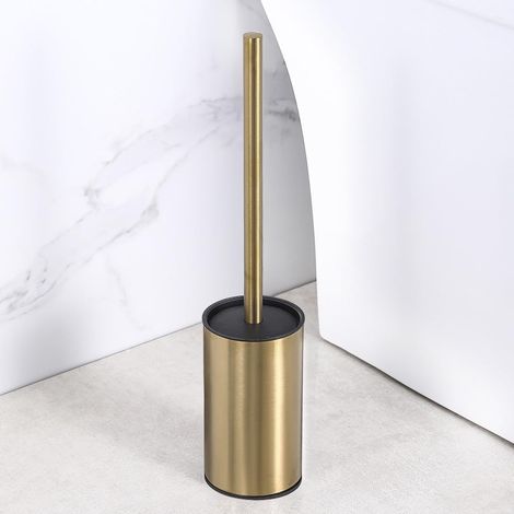 DoréBrosse WC et support en acier inoxydable - Longue poignée - Robuste - Pour salle de bain