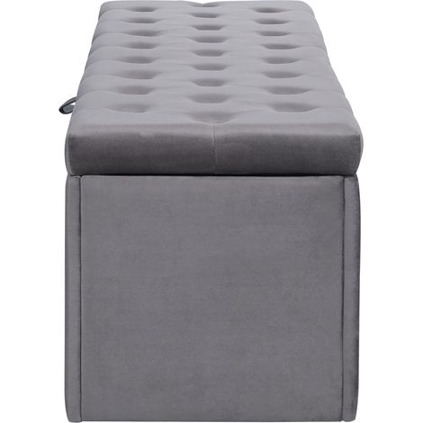 Banquette coffre gris en velours 138 x 41 x 42 cm pour chambre (1/5)