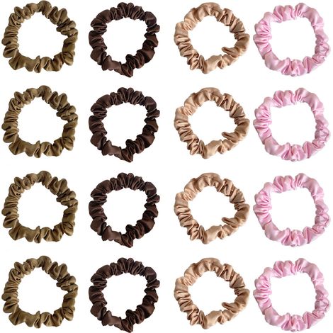 Élastique À Cheveux En Satin - Lot De 16 Pièces - Pour Nuit Et Coiffure Quotidienne - Taille Unique (1/5)