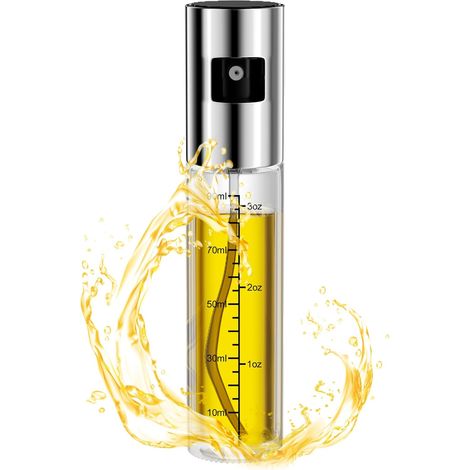 Spray Huile, 100 ML Vaporisateur d'huile et de vinaigre, Vaporisateur Bouteille Huile transparente rechargeable avec échelle, Convient pour la cuisson, grillades, pates, salades