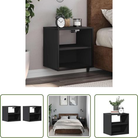 Wandmontage - Wand-Nachttische 2 Stk. Schwarz 40x31x39,5 cm (1/5)