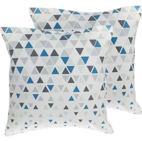 Conjunto de cojines decorativos de triángulos gris y azul 45 x 45 cm patrón geométrico decoración moderna Cleome (1/3)