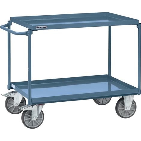 Staffa carrello da tavolo orizzontale a parete in 2 lamiera. L1000xP700mm bordo-H.40mm blu PROMAT