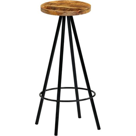 vidaXL Chaises de bar lot de 2 bois de manguier solide (1/5)