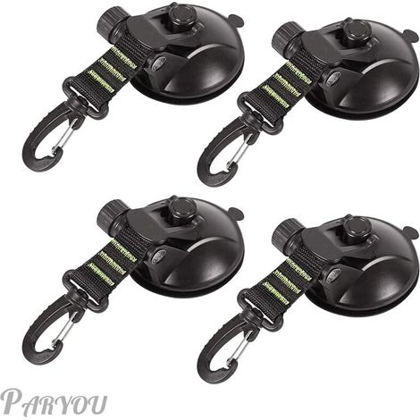 Lot de 4 ventouses d'ancrage avec fixation à ventouse pour voiture, camping, bache, accessoire ventouse multifonction pour tentes comme auvent latéral de voiture (1/4)