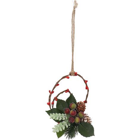 Couronne décorative de Noël à suspendre, faite main, unique, en pommes de pin, décoration murale pour anniversaire ou fêtes de fin d'année 6121 (1/5)