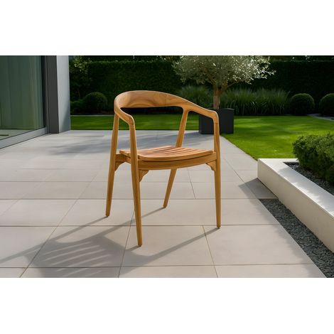 Gartenstuhl Outdoor Teakholz massiv mit Armlehnen stapelbar & wetterfest SALLY (1/4)