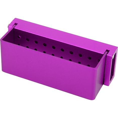 Étui de rangement pour fraises dentaires, 30 trous, en acier inoxydable, violet, boîte de désinfection pour instruments de dentiste (1/5)