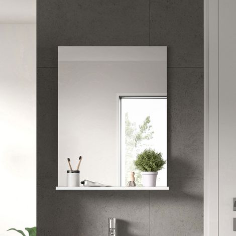 Miroir 1 étagère 60x18x78 cm blanc brillant - KAN