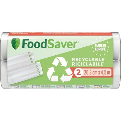 Packung mit 2 thermoschweißbaren Rollen 20 cm x 4,50 m - Foodsaver