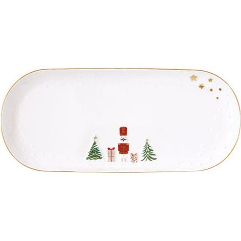 Coffret Plat à Cake Let It Snow Plat à Cake En Porcelaine Festive - Pozzi Milano Spa