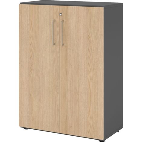 bümö smart Aktenschrank - 3 Ordnerhöhen   Graphit/Eiche
