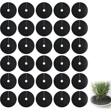 Anillos de control de malezas para árboles de jardín, no tejidos, de 15 cm (30 unidades) - Negro (1/5)