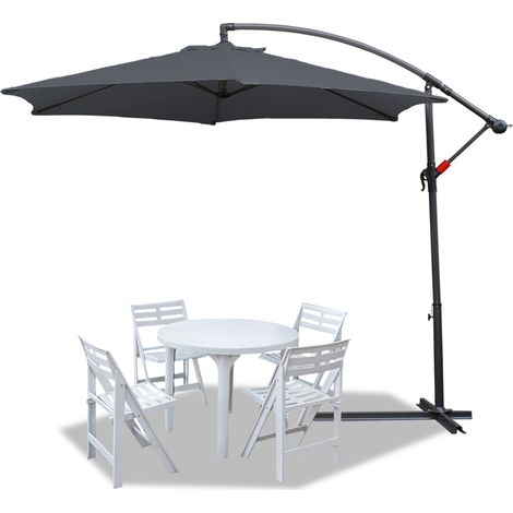 Parasol, 350 x 350 cm, UPF 30+, rotation 360°, fonction d'inclinaison, hydrofuge, gris