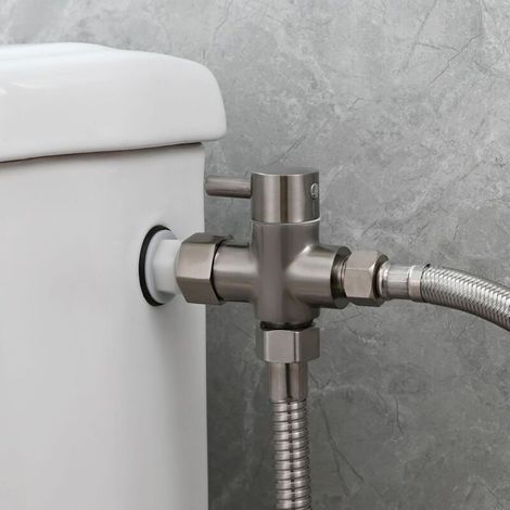 Déviateur à 3 Voies le Laiton Vanne D'arrêt 3/8”-12/17 Adaptateur pour la Ligne D'eau de Toilette, Nickel (1/3)