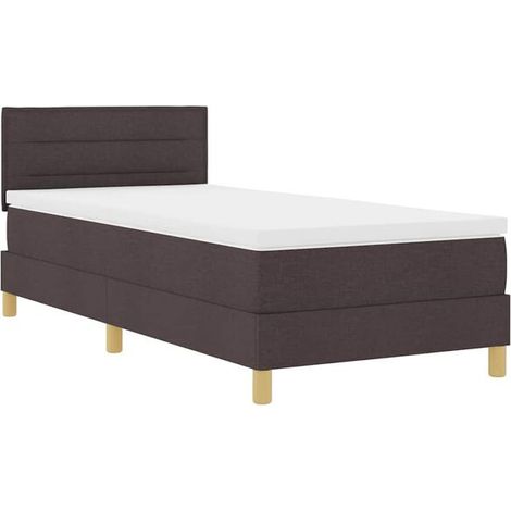 Matelas à ressorts LED marron foncé, 80 x 200 cm, recouvert de tissu. (1/5)