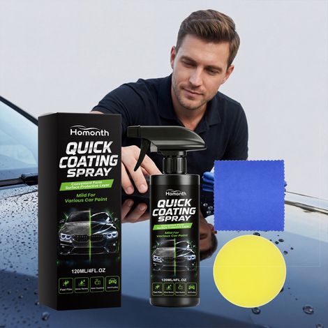 Car Ceramic Coating Kit: Stain Removal, Polishing, Hydrophobic Care, Simple Paint Protection -- Car Ceramic Coating Spray: 120ml1, Sponge1, Towel1 -- BIEMMEDUE (1/5)