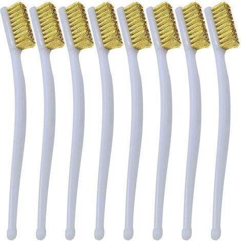 Small Brass Brush 8 pcs Mini Wire Brushes for Cleaning Solder Slag, Rust, 3D Printer Nozzle (1/5)