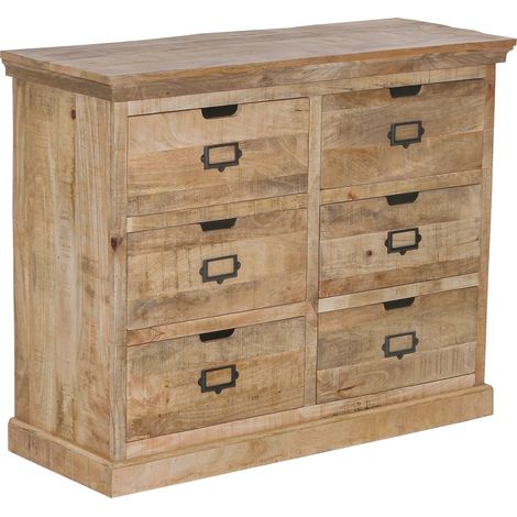 Commode 6 tiroirs 106X40X85 cm en bois de manguier - MANGORA