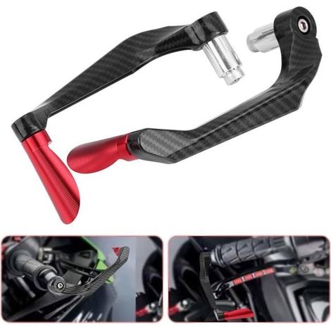 1 paire de leviers d’embrayage de frein de moto en fibre de carbone Embrayage de frein de protection(rouge)---RAC (1/4)