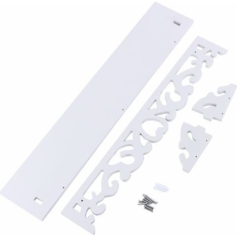 Étagère murale décorative flottante en bois blanc ajouré / Bibliothèque / Uti (1/5)