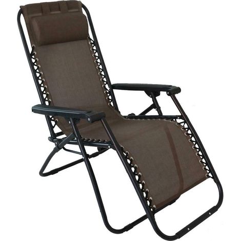 Sedia sdraio con poggiapiedi in acciaio pieghevole regolabile tabacco cm 90x66x110 da giardino esterno spiaggia piscina (1/4)