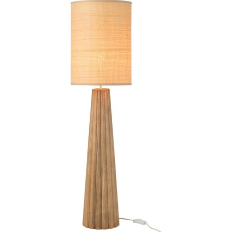 Lampe parapluie bois naturel élégance chaleureuse pour salon - Bois naturel et beige clair (1/4)