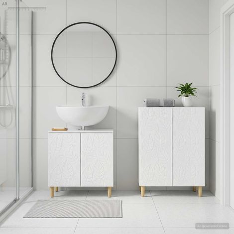 vidaXL Ensemble de 2 meubles de salle de bain DELFT Blanc brillant (1/5)