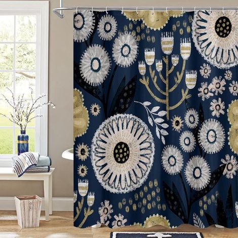 Tenda da doccia taglia XL, altezza 240 cm larghezza 180 cm, tenda divisoria per bagno, tenda da doccia con motivo floreale, elegante tenda da doccia (1/5)