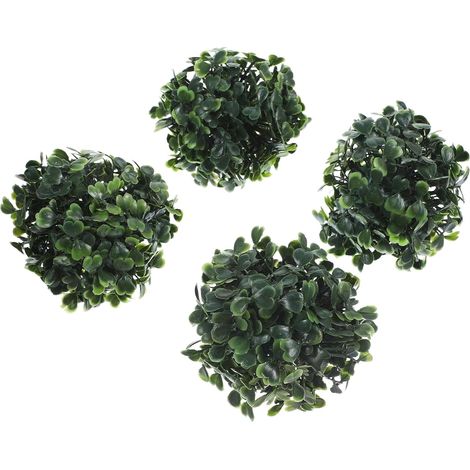 Lot de 4 Boules Topiaires Artificielles Vertes en Fleur de Soie et Plastique, Décor Suspendu Réaliste pour Intérieur et Hôtel, Atmosphère Naturelle (1/5)