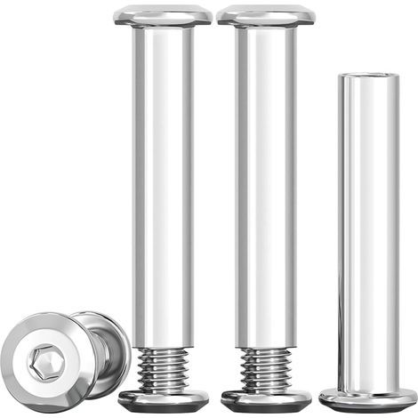Lot de 10 vis de connexion M6 x 35 mm - Vis à douille en acier inoxydable A2 V2A - Connecteur d'armoire M6 - Pour meubles, armoires, planches en bois (10 vis de meubles, 10 écrous douilles) (1/5)