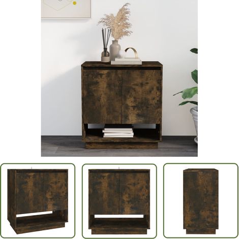 The Living Store Sideboard Räuchereiche 70x41x75 cm Holzwerkstoff - Schrank - Sideboard - Wohnzimmermöbel - Holzmöbel - Rauchereiche Möbel (1/5)