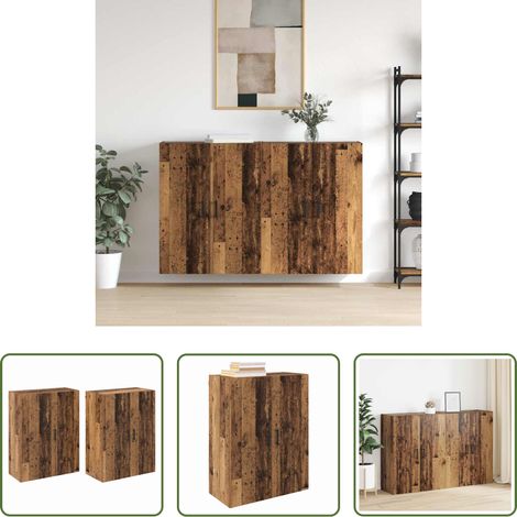 vidaXL Altholz Wandregal -  Wandschrank 2 pcs Altholz 69,5 x 34 x 90 cm Holzwerkstoff