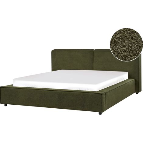 Letto classico imbottito in bouclé EU 160 x 200 cm Telaio Base a doghe Verde Lenzuola