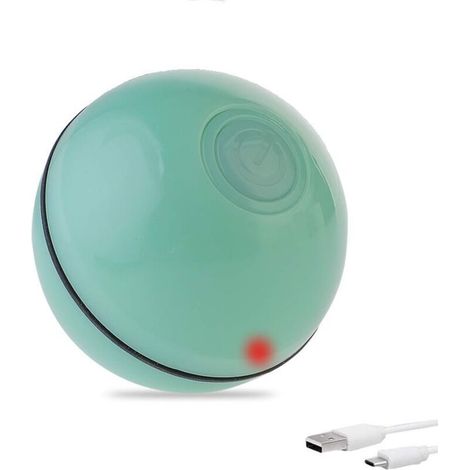 Balle Interactive Intelligente de Jouet pour Chat Boule de Roulement Automatique pour Jouet Rechargeable USB pour Chat Animal de Compagnie avec la Boule de Rotation de Lumière LED 360 Degrés (Vert) (1/4)