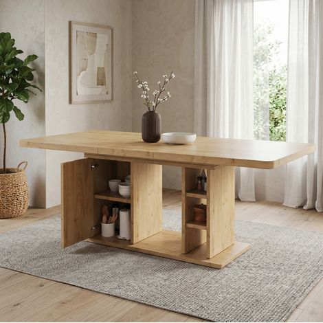 MEUBLIV Tavolo da pranzo allungabile 140/180 x 80 cm rovere – vano contenitore (1/5)