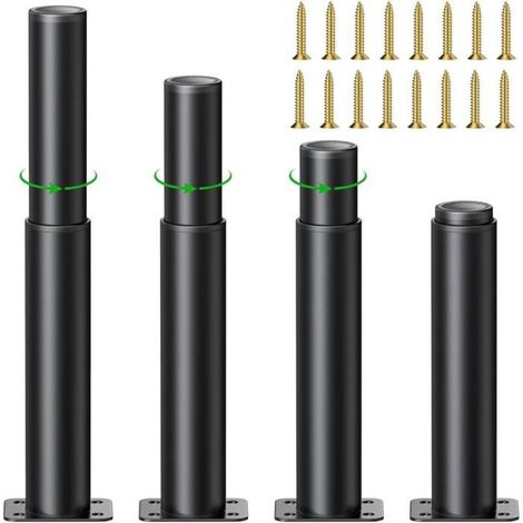 KLVGTIFS PU - 4 Pièces Pieds de Meubles Réglables, 18cm Pied Cuisine Réglables, Hauteur Réglable est de 0 à 150 mm, Ronds Métal Acier Inoxydab (1/5)