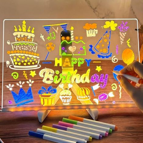 Tableau acrylique lumineux LED 7 couleurs – Support réglable – Design contemporain – Bureau (1/5)