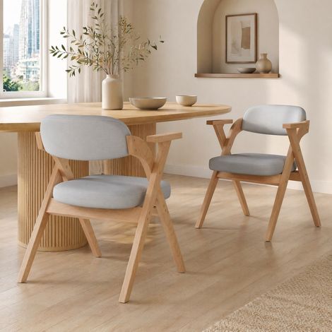 MEUBLIV Set di 2 sedie da pranzo pieghevoli grigie in legno, con braccioli (1/5)