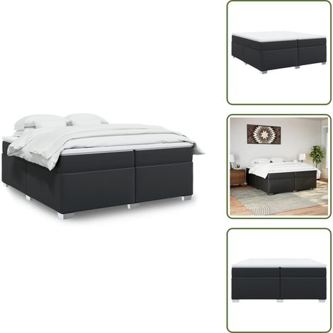 The Living Store Sommier à lattes de lit avec matelas Noir 200x200 cm Similicuir - Lit Double - Literie - Chambre À Coucher - Meuble De Chambre - Simili Cuir