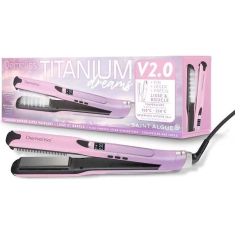 Dampfbügeleisen - SAINT ALGUE - Demeliss TITANIUM V2.0 - Exklusive Farbvariante Rosa/Violett - Hochleistungs-Glättung