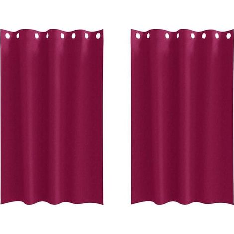 Rideaux occultants avec anneaux de suspension, ensemble de deux pièces, rouge bordeaux, 175 x 140 cm (1/4)