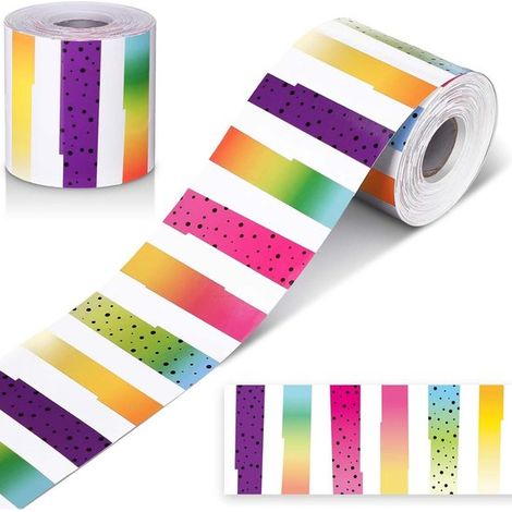 Stickers muraux pour tableau noir de classe. Bordures adhésives élégantes pour tableau d'affichage, 7,6 cm × 18 m. Décoration de salle de classe. Style de couleur 3. (1/5)