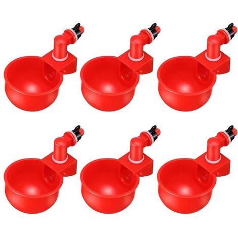 6x Automatique Oiseaux Caille Poulet Abreuvoirs Tasses Abreuvoirs Cour Coop Poussins Canards Étanche Volaille Fournitures rouge (1/4)