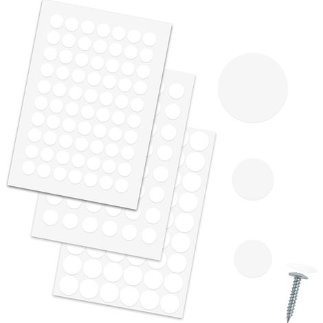 172 Pcs Cache Vis Blanc,12mm/15mm/21mm Cache Vis Adhesif Cache Trou Blanc (1/5)