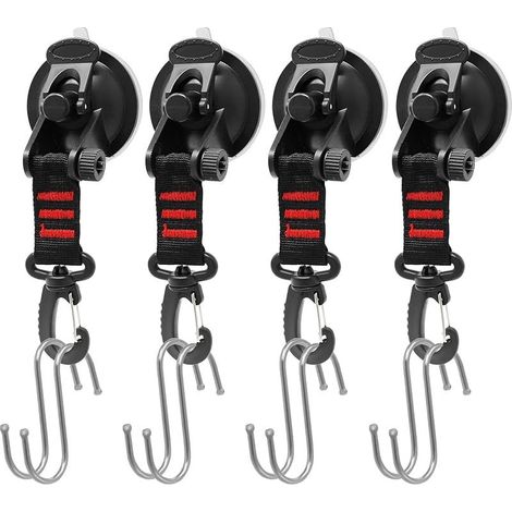 4 Pcs Ancre à Ventouse avec Fixation du Crochet d'Arrimage, Tendeurs de Voiture,Ancre à Ventouse Robuste pour Voiture Auvent Latéral Bateau Camping Bâche (1/5)