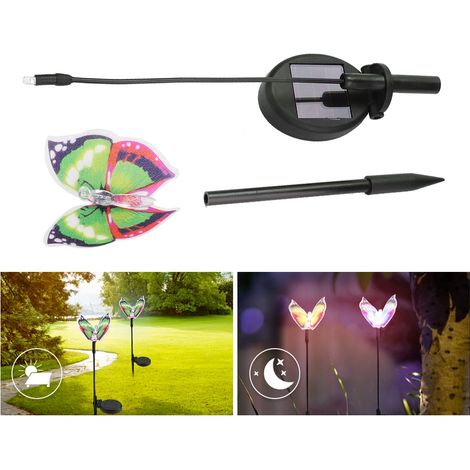 Lampe de jardin LED papillon multicolore étanche à énergie solaire (verte) (1/5)