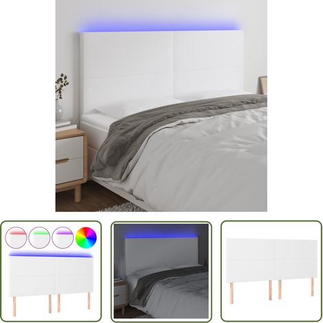 Tête de lit à LED Blanc 180x5x118/128 cm Similicuir (1/5)